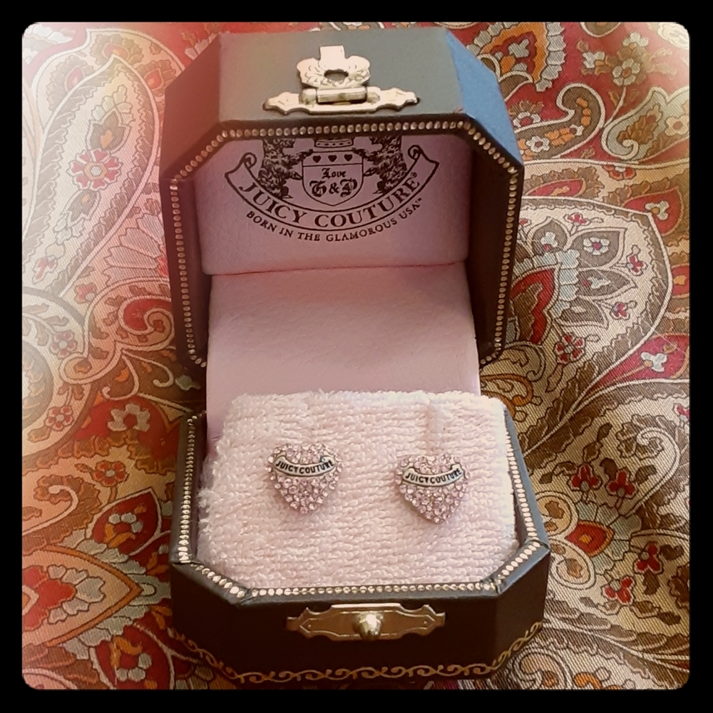 Juicy Couture pavé heart stud earrings